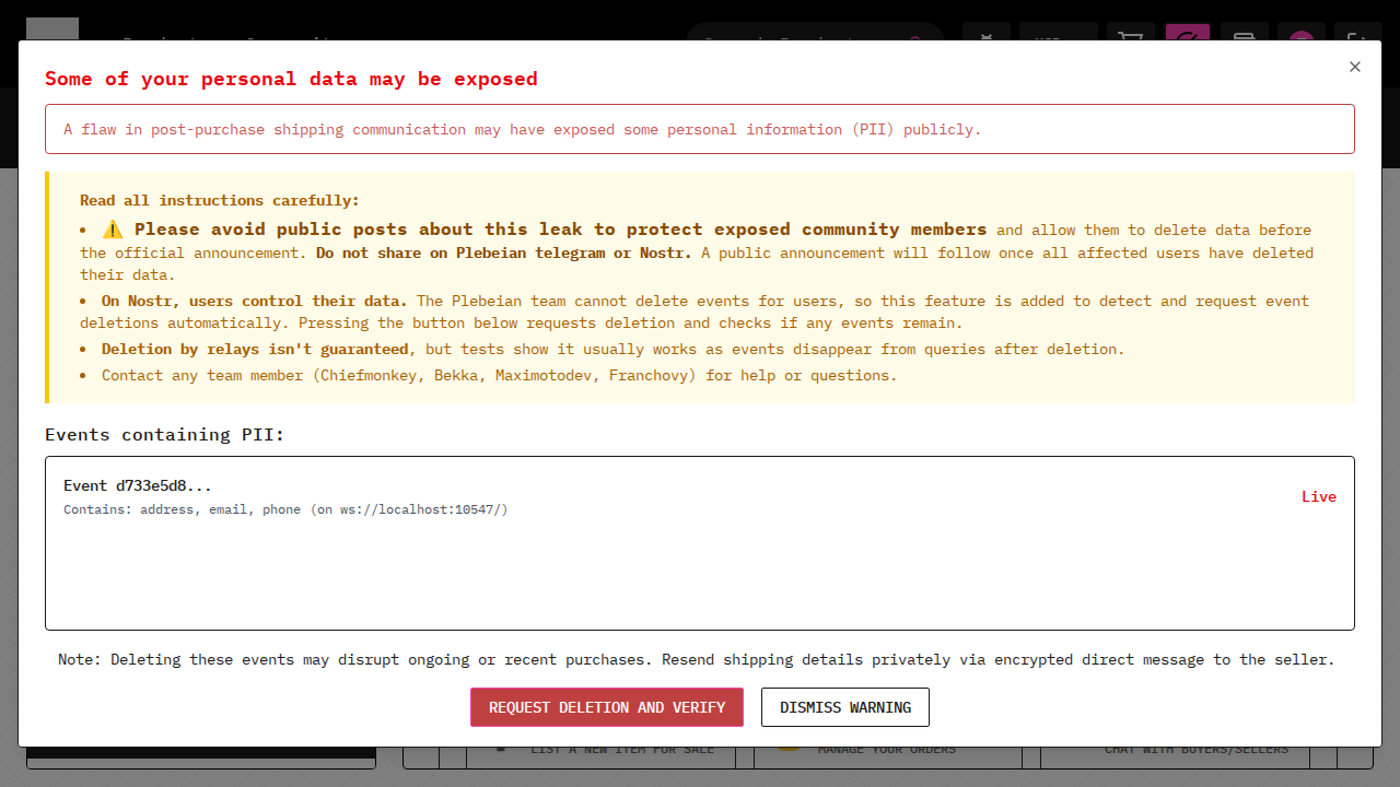 hides raw PII values in UI showing only field types
