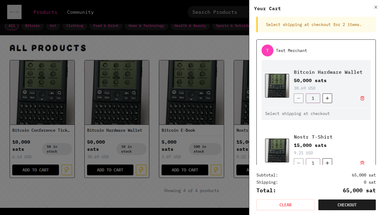 buyer adds two products to cart and totals are correct